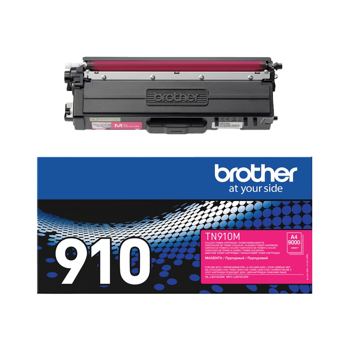 Magenta laser toner Brother TN910M i förpackning