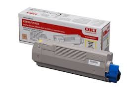 Gul lasertoner för OKI C612 i förpackning och tonerkassett