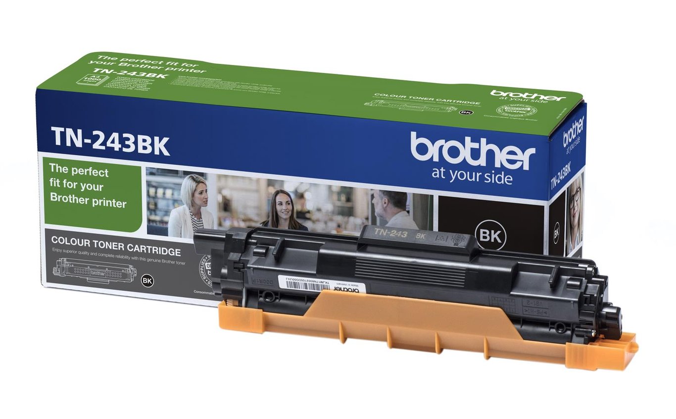 Svart laser tonerkassett Brother TN-243BK för skrivare i förpackning