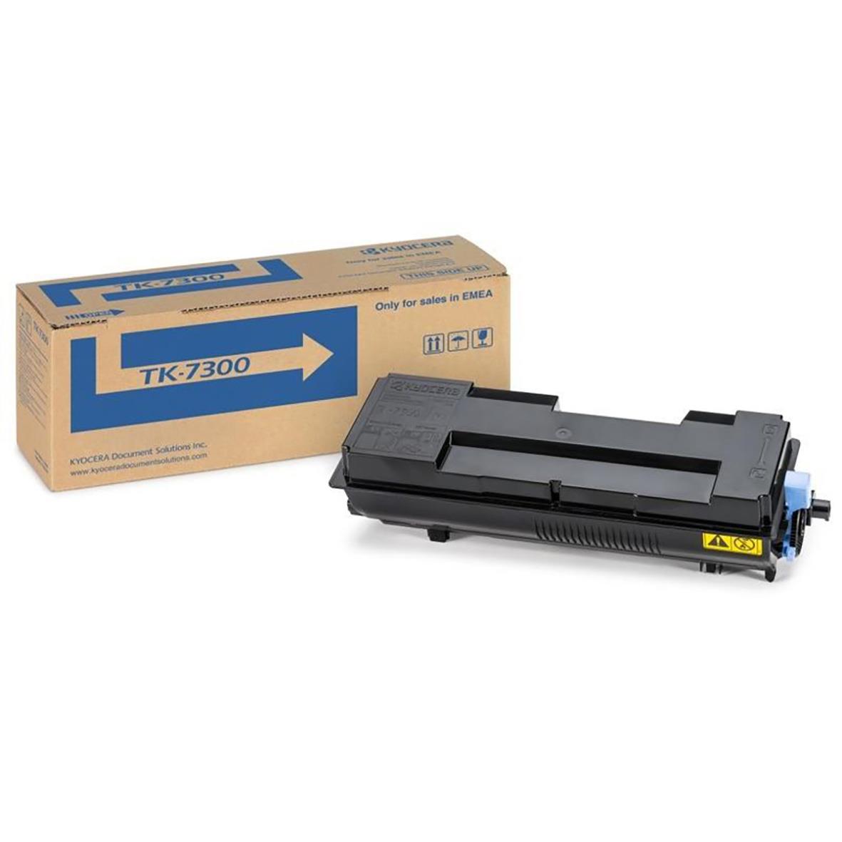 Svart lasertoner Kyocera TK-7300 för skrivare, förpackning och toner