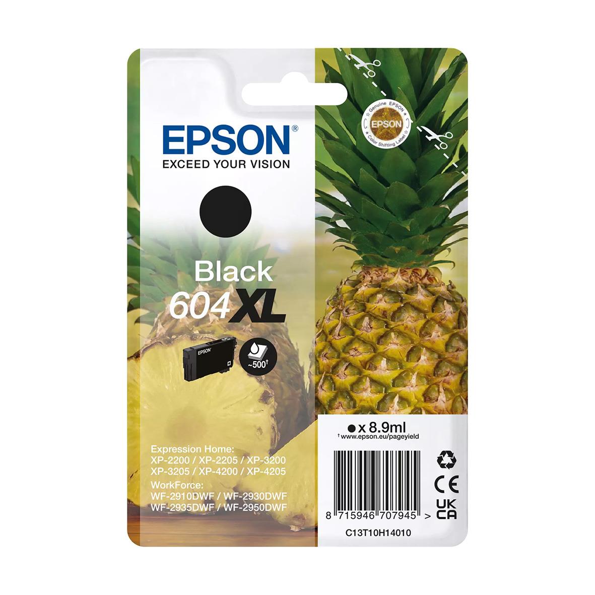 Epson T604XL svart bläckpatron med ananasbild på förpackningen