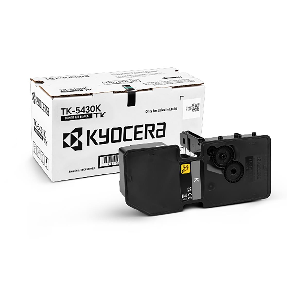 Svart laser tonerkassett Kyocera TK-5430K framför originalförpackning