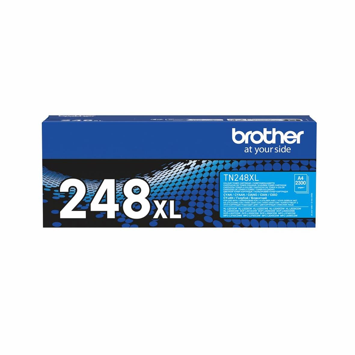 Lasertoner Brother 2300sid TN248XLC Cyan i blått förpackning