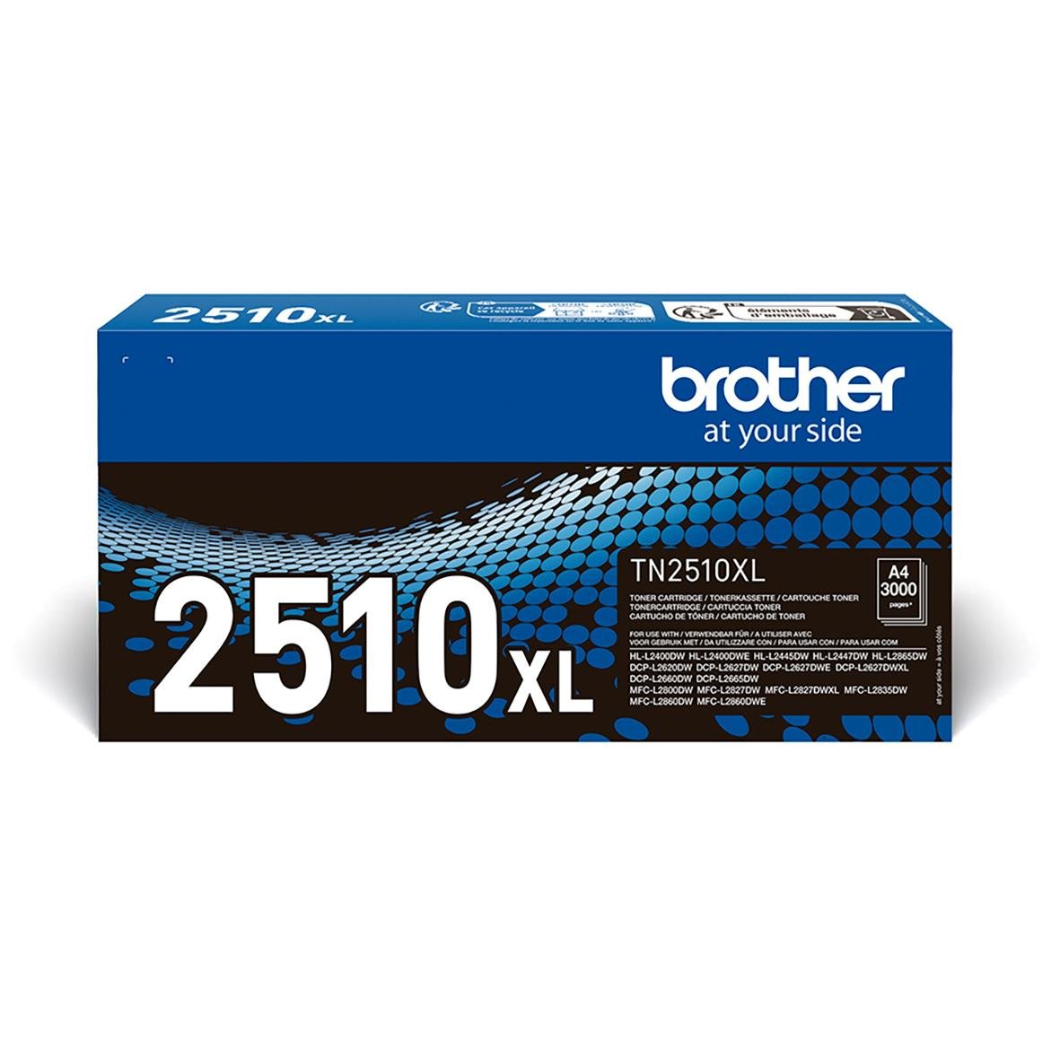 Lasertoner Brother 3000sida TN2510XL Svart i blått förpackning