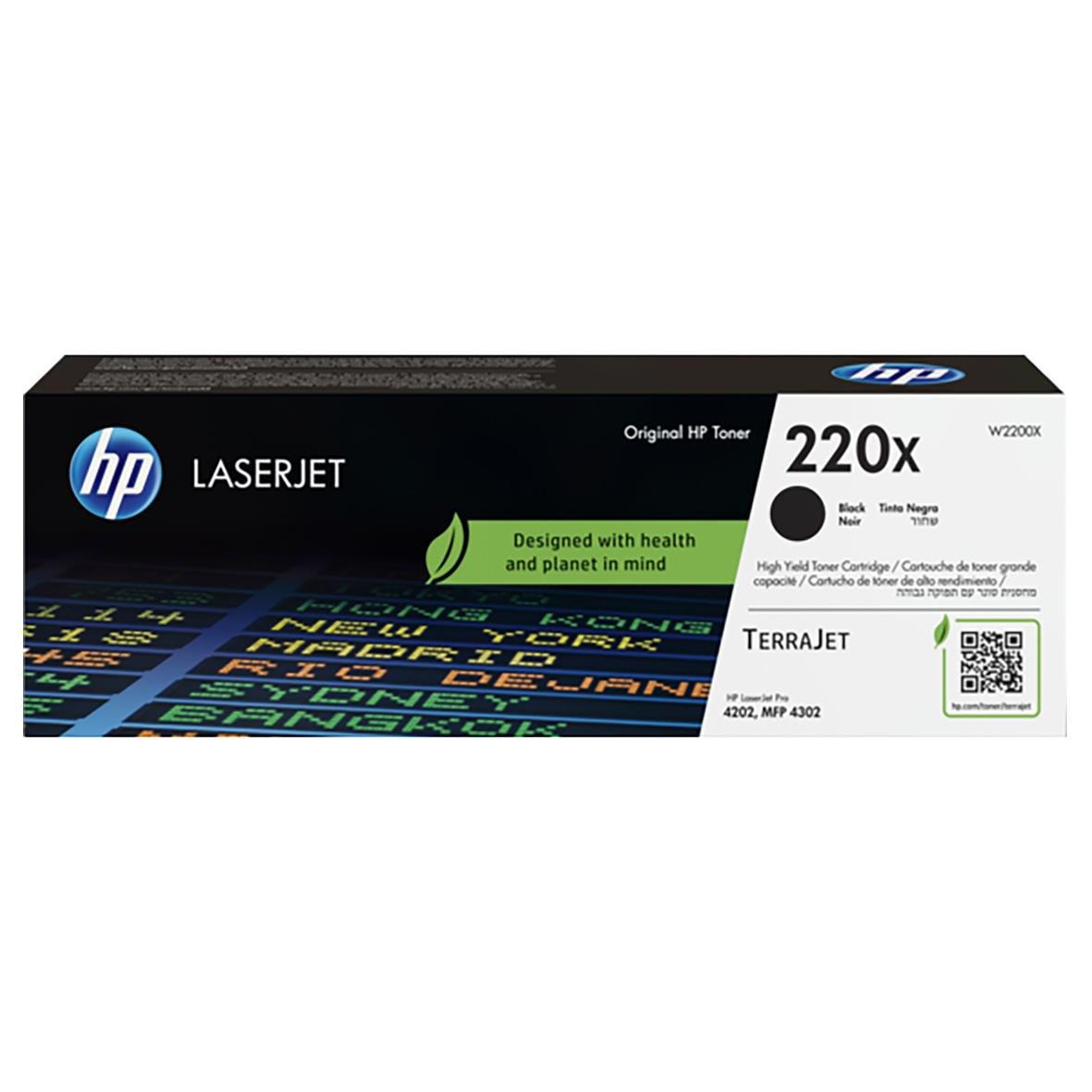 HP 220X laser tonerkassett för 7500 sidor i svart, designad för hälsa och planet