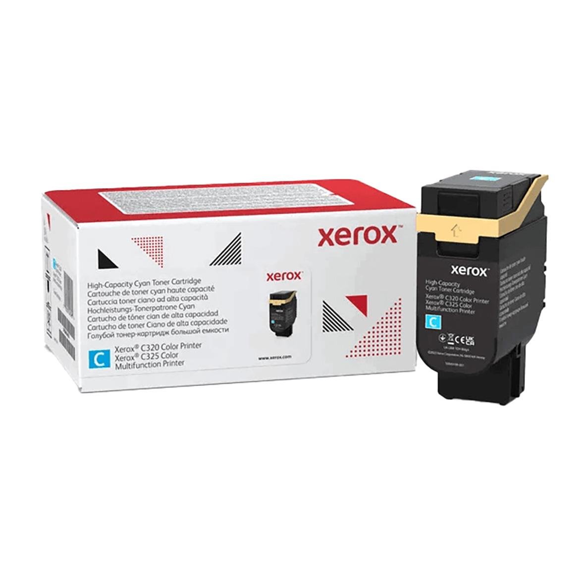 Lasertoner Xerox 5500 Cyan med förpackning och toner