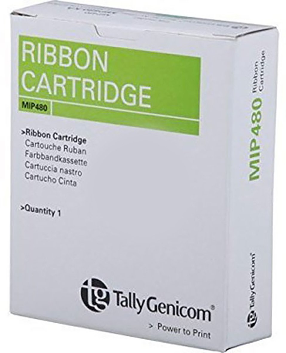 Svart färgband till Tally MIP 480 skrivare i kartong