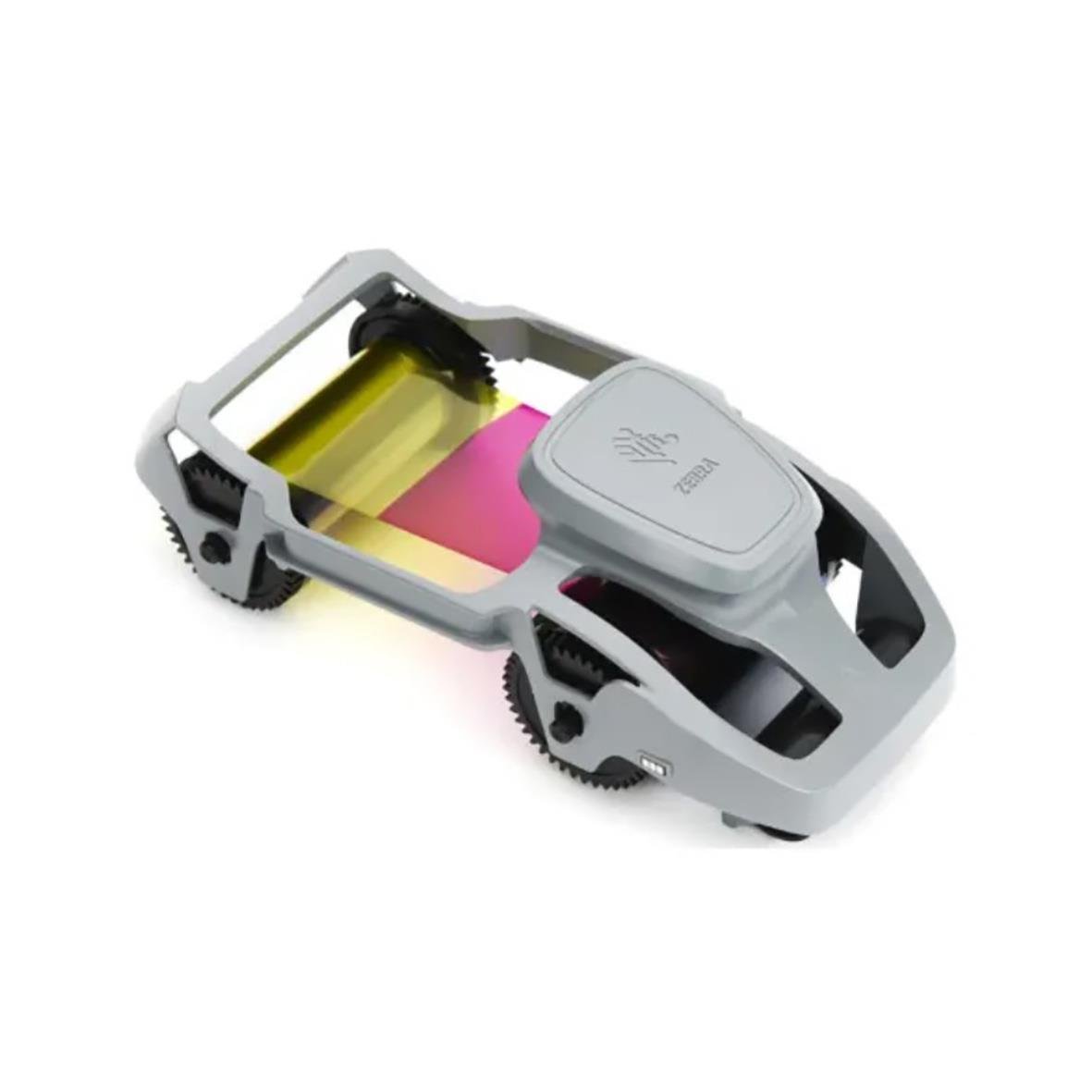 Färgband Zebra fram och bak med färgade band i gult och rosa, C/M/Y/K färgkod