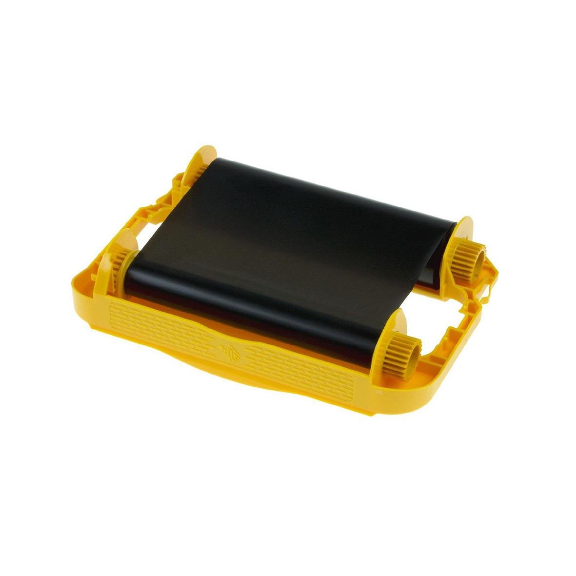 Färgbandskassett Zebra Resin 110mmx74m med svart band och gul plastram