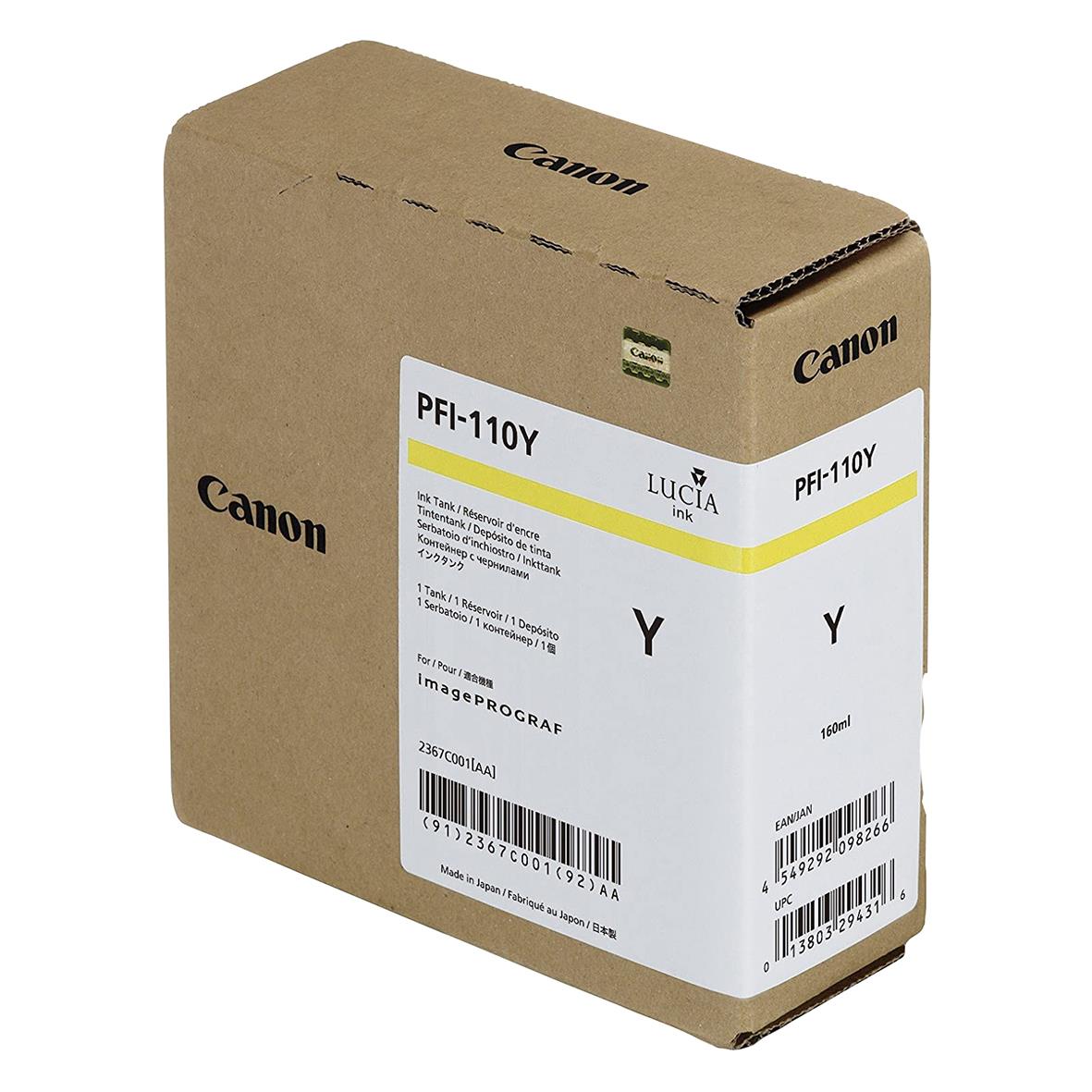 Gul bläckpatron Canon PFI-110Y i kartong