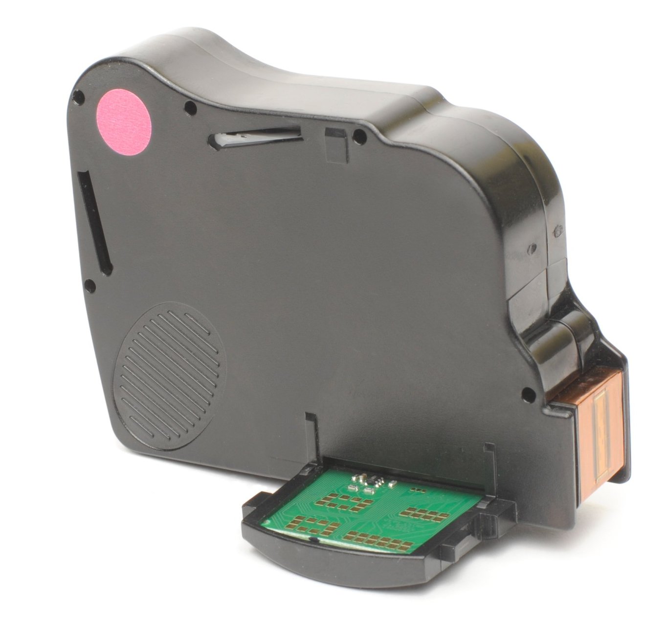 Röd färgpatron Neopost IJ25 med svart plastkropp och grönt chip