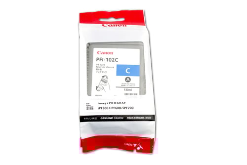 Bläckpatron Canon Pfi-102C Cyan i förpackning