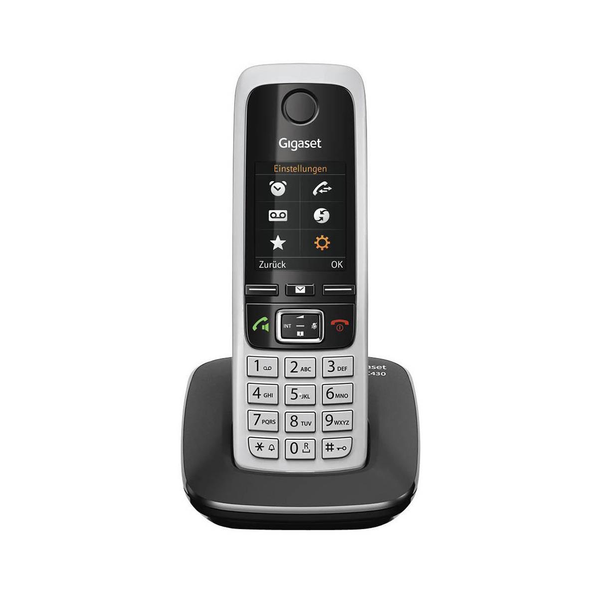 Trådlöst Siemens Gigaset C430-telefon med pekskärm och numerisk knappsats