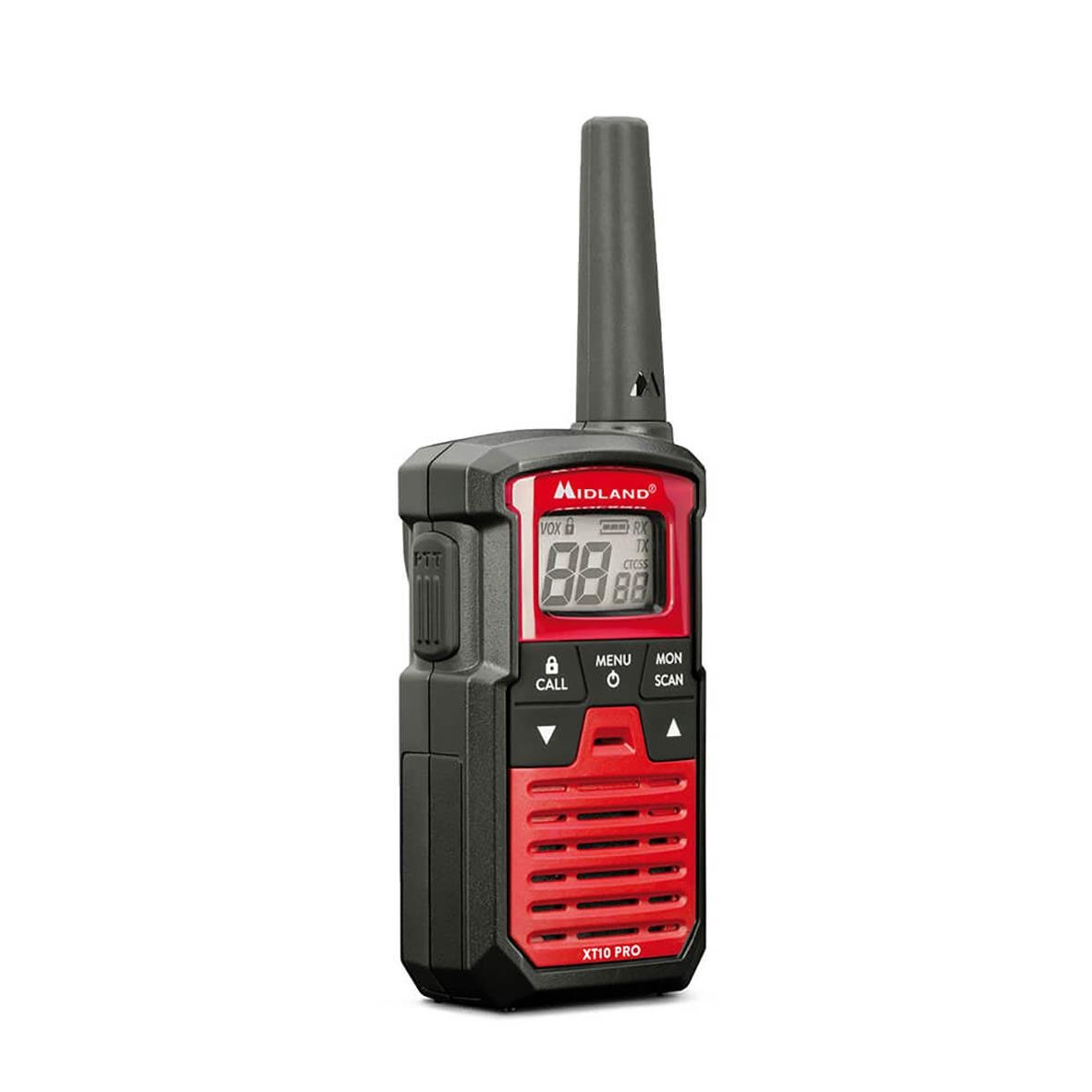 Walkie Talkie Midland XT10 Pro svart och röd med digital display och antenn