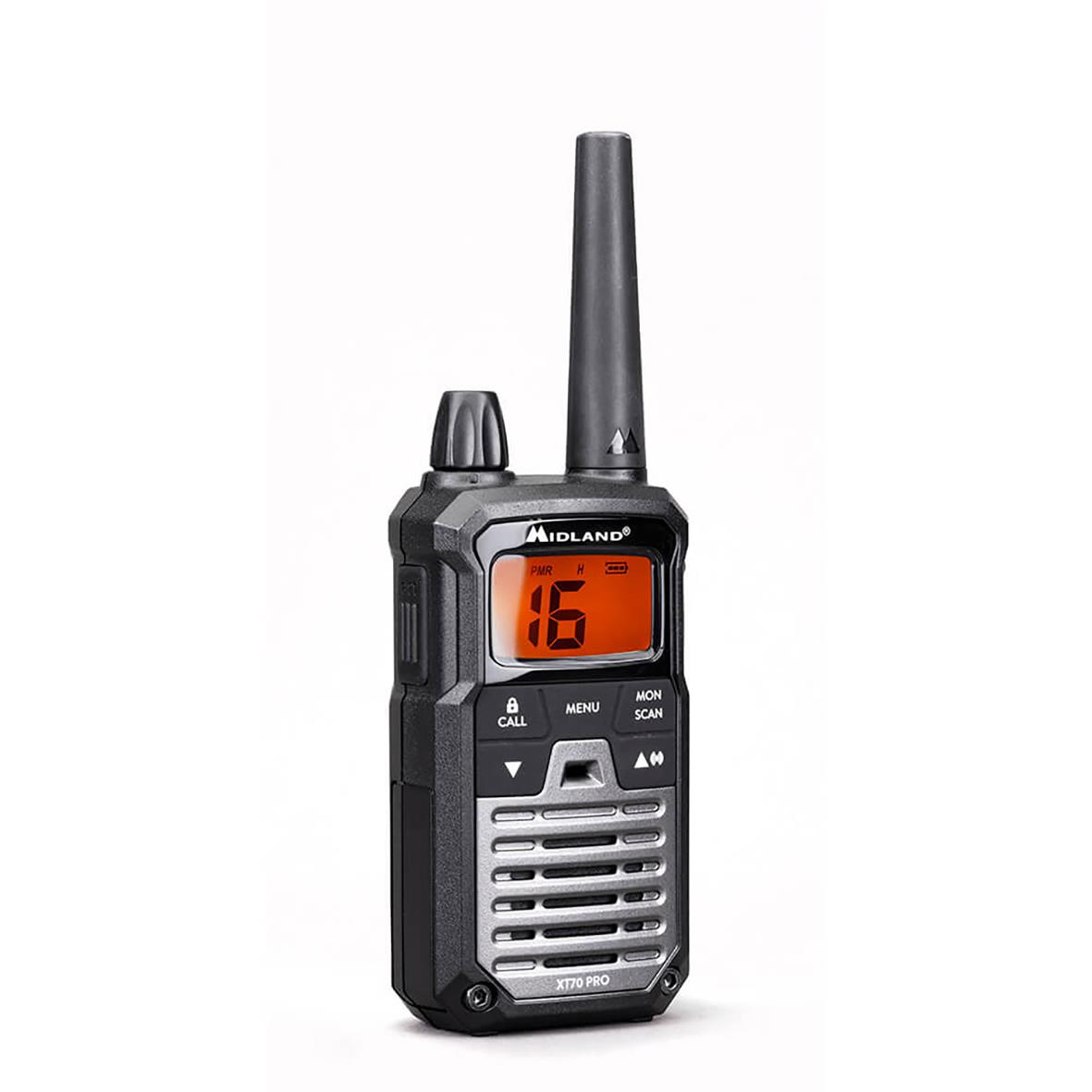 Walkie Talkie Midland XT70 Pro Duo svart/mörkgrön med orange display och antenn
