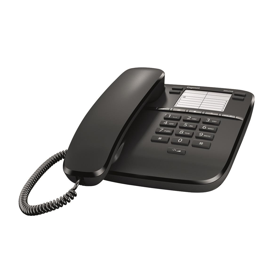 Svart Siemens Gigaset DA310 telefon med fast telefon och nummerknappar