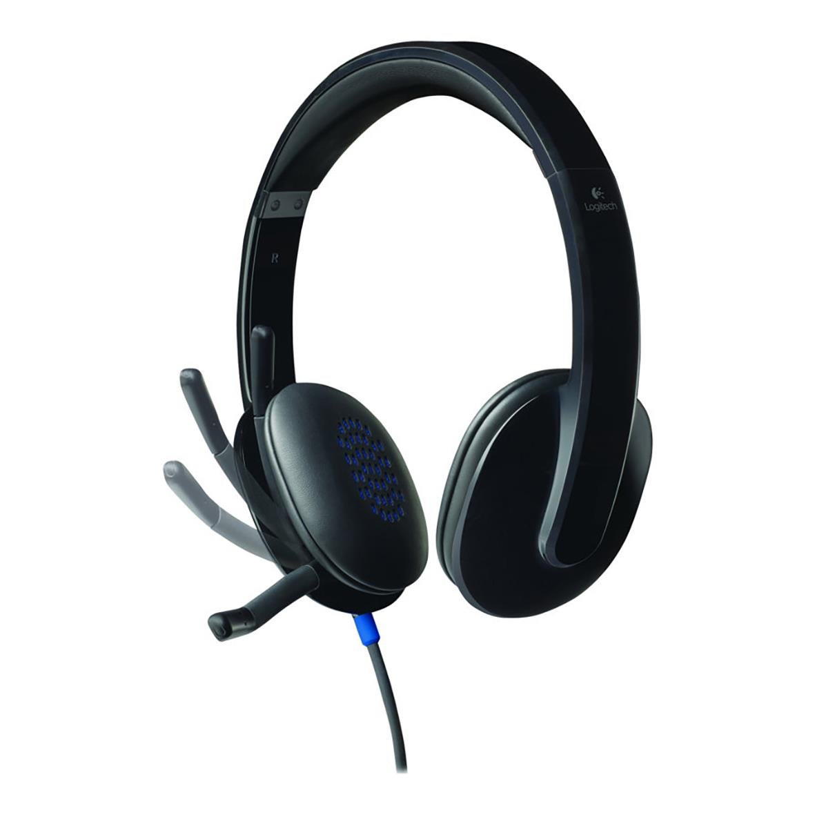 Svart Logitech H540 USB-headset med mikrofon och justerbar huvudband