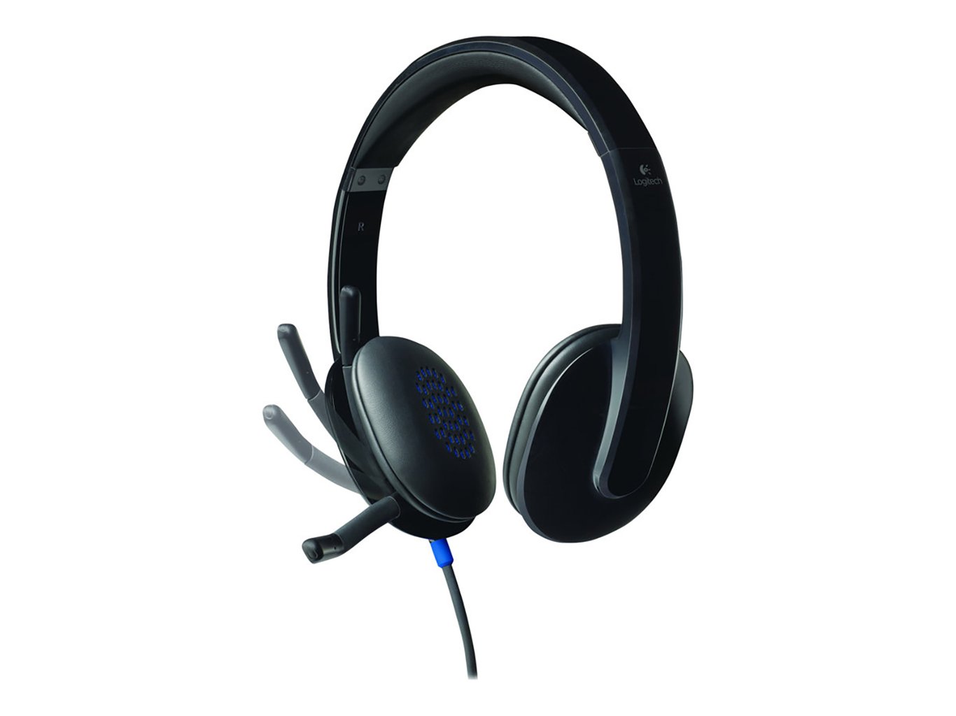 Svart Logitech H540 USB-headset med mikrofon och justerbar huvudband