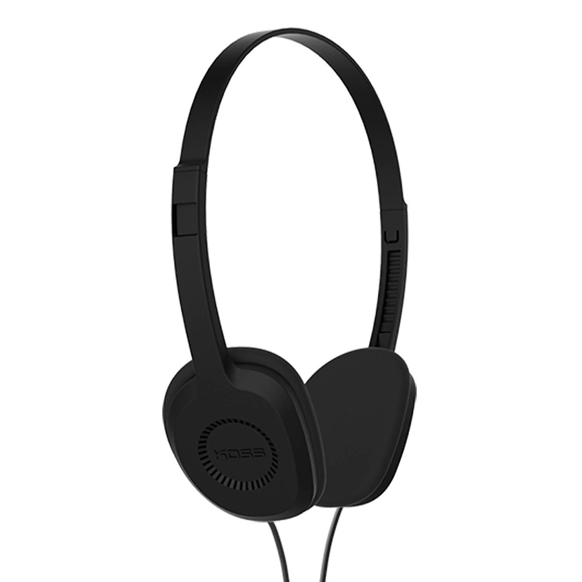 Svarta Koss On-Ear hörlurar med justerbar huvudband och kabel