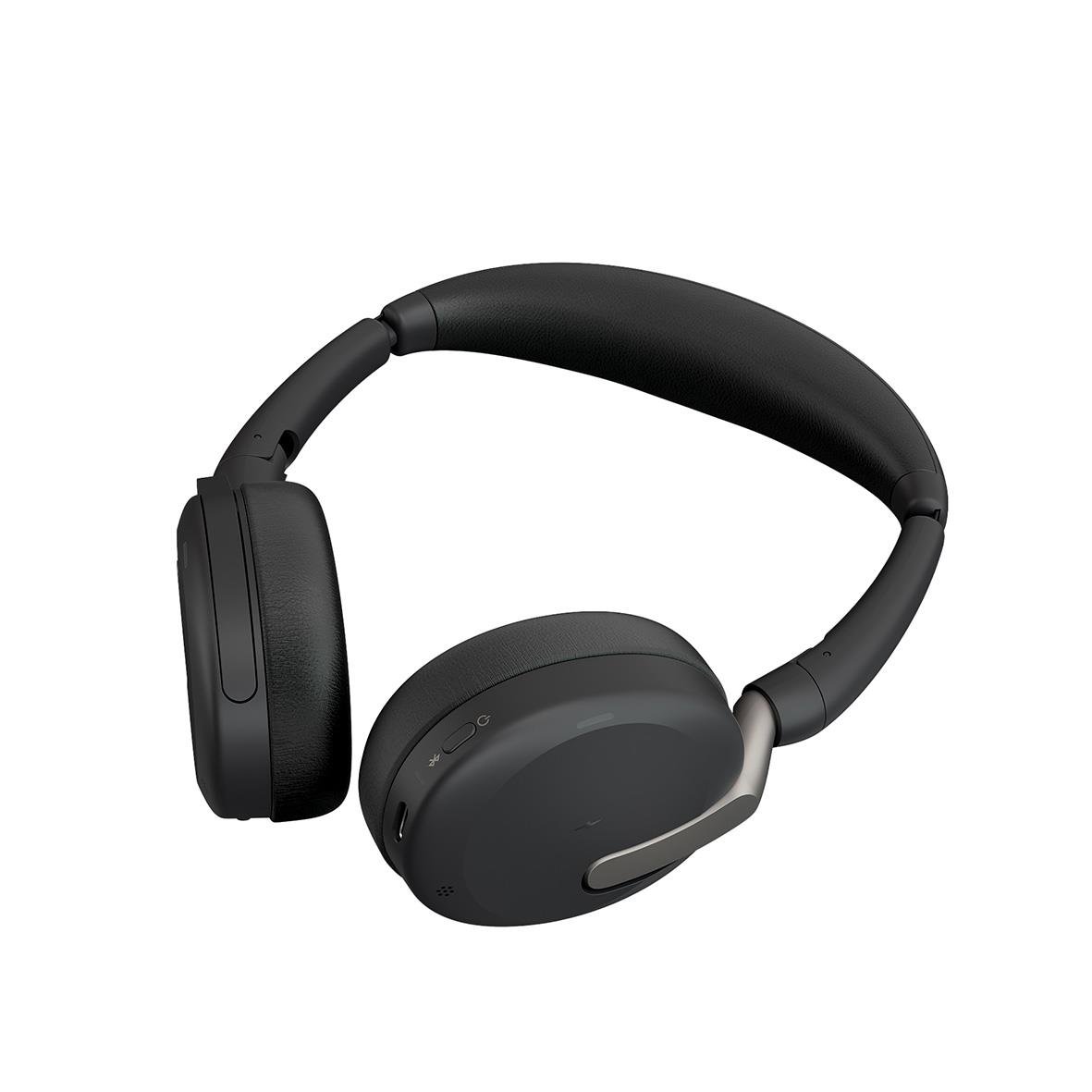 Jabra Evolve2 65 Flex Bluetooth MS Stereo headset i svart med vadderad huvudband och öronkuddar