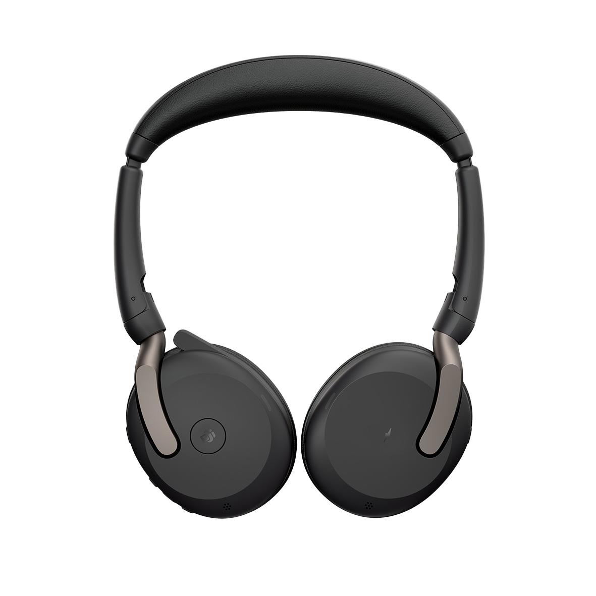 Jabra Evolve2 65 Flex Bluetooth MS Stereo headset i svart med vadderad huvudband och stora öronkåpor