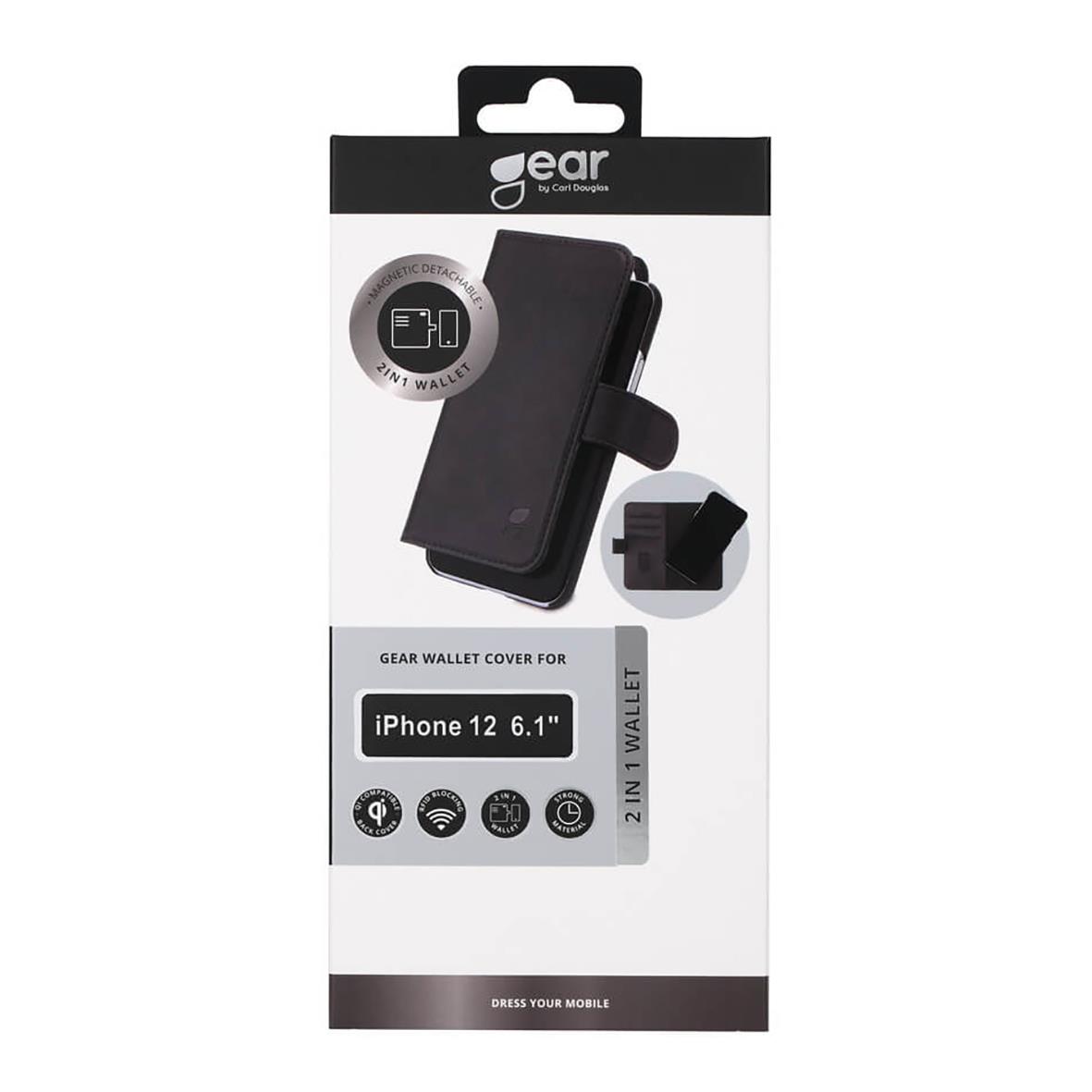 Svart mobilfodral Gear 2in1 magnet för iPhone 12/12 Pro