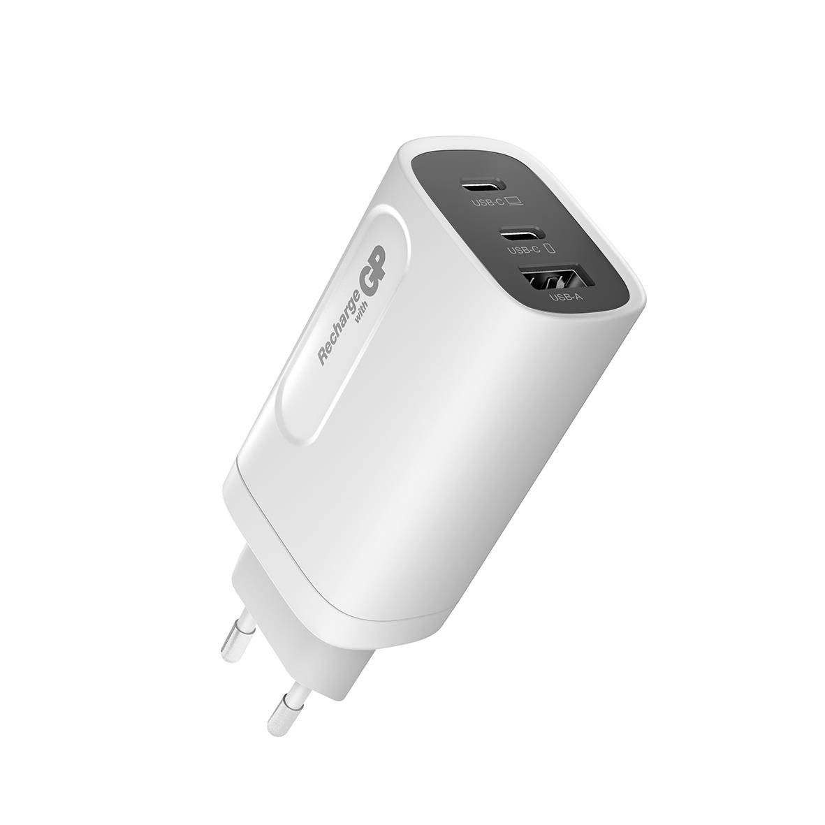 Väggladdare GP GaN PD 65W med 2 USB C och 1 USB A-port