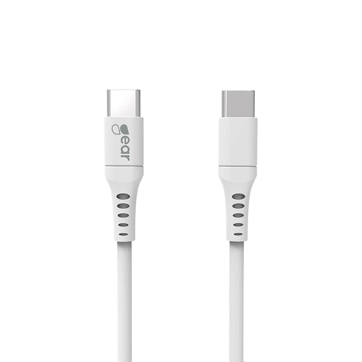 Vit USB-C till USB-C laddkabel Gear 1m