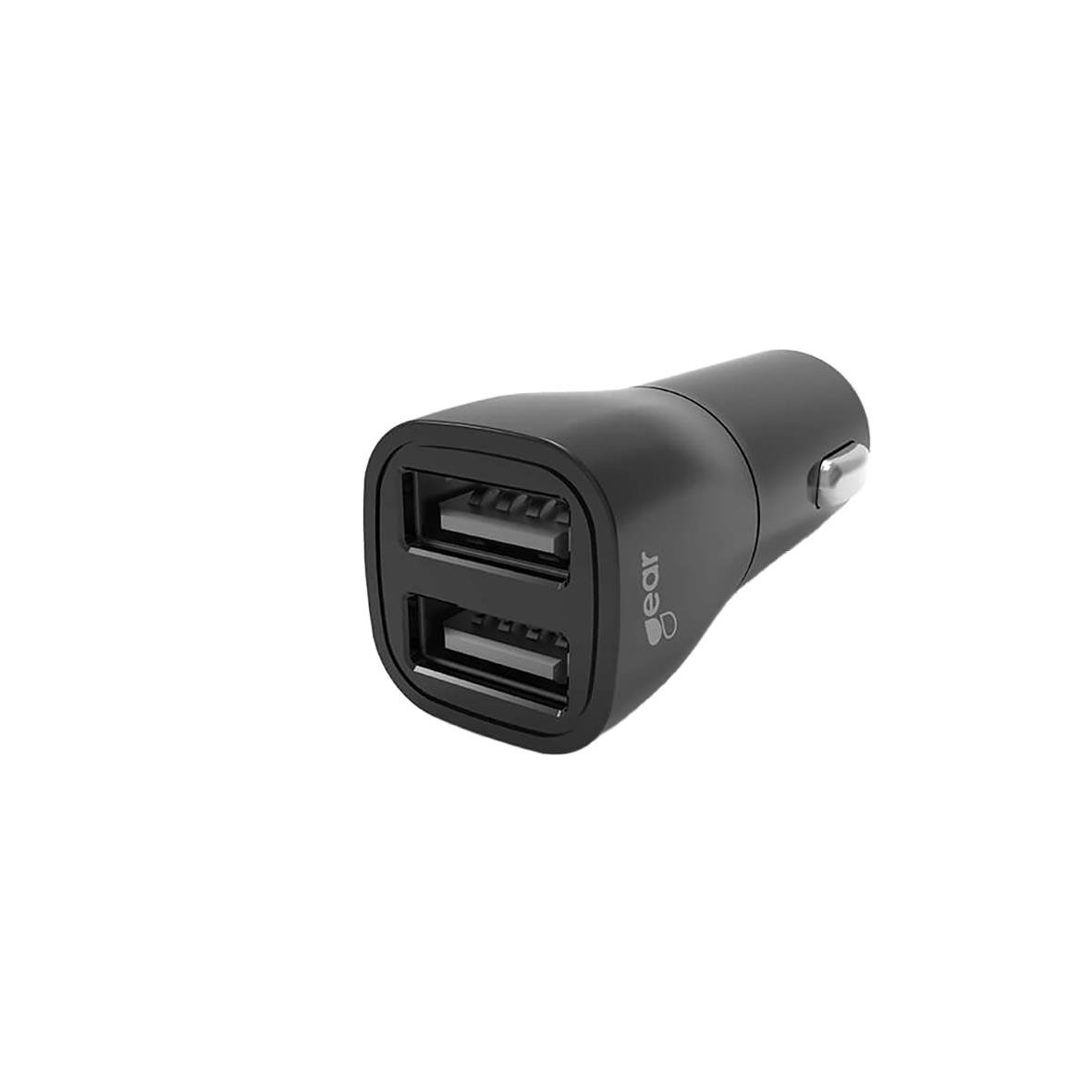 Billaddare Gear 12/24V med 2 USB-A-portar och 3,4A i svart för bilbruk