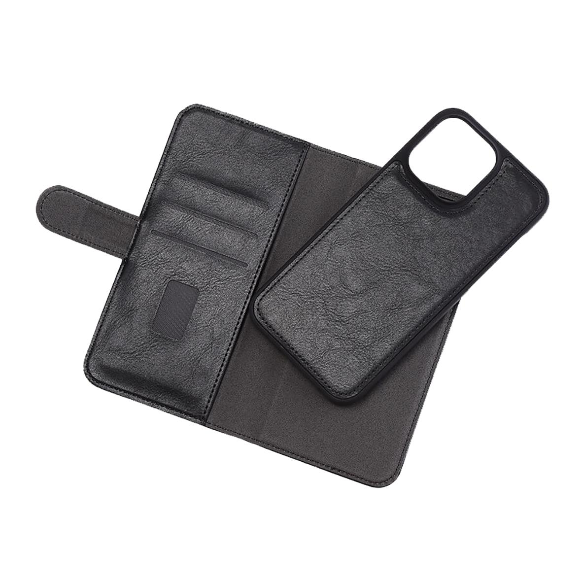 Svart 2-i-1 magnetiskt mobilfodral för iPhone 14 Pro Max med plats för kort