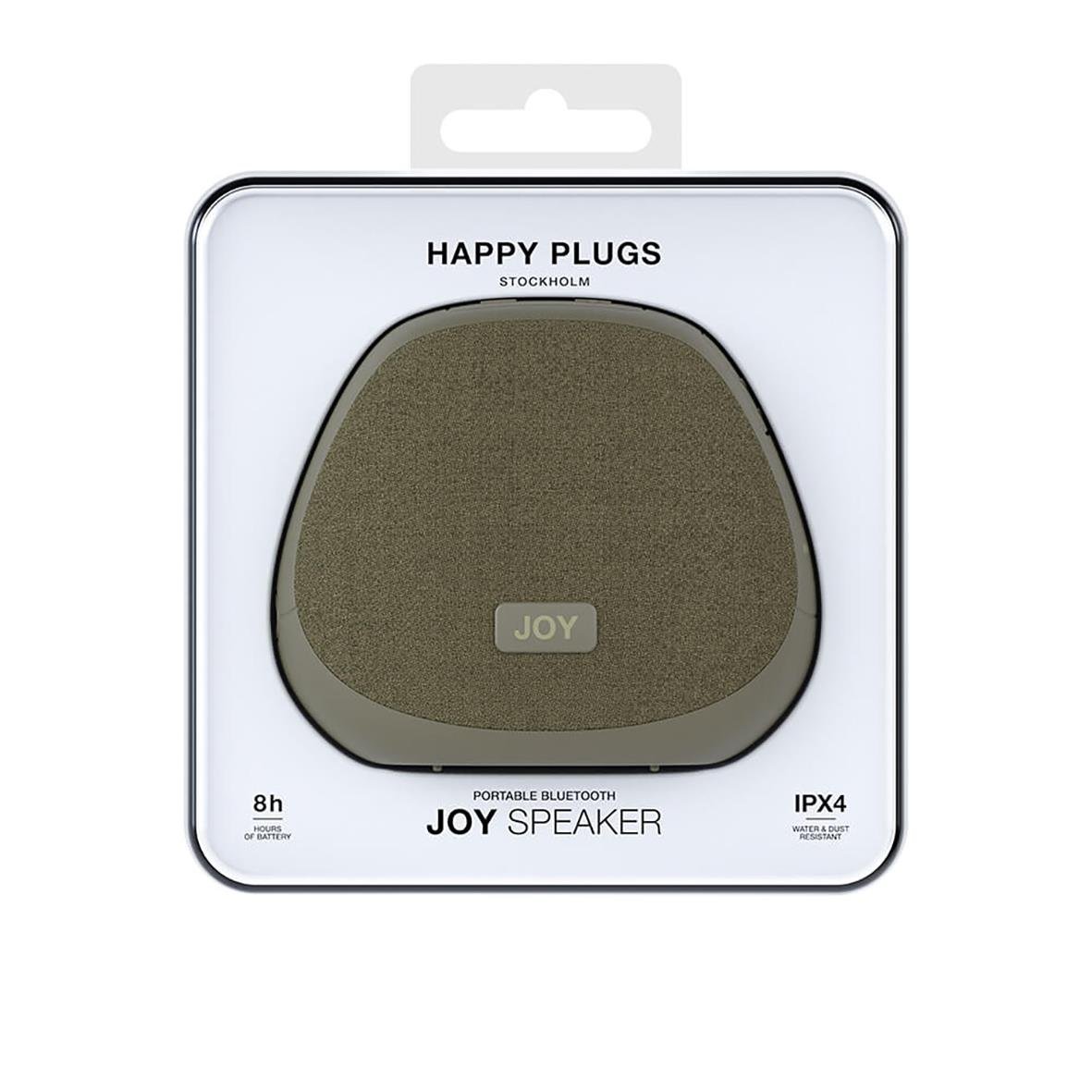Grön Happy Plugs Joy Mic 5W IPX4 bärbar Bluetooth-högtalare i förpackning