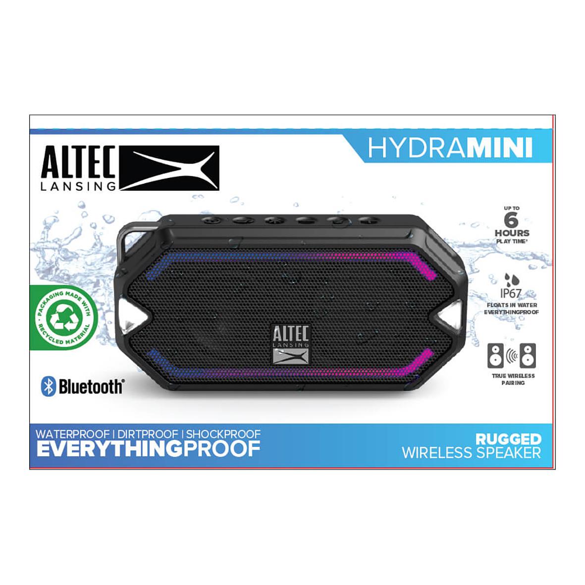 Högtalare Altec Lansing IMV1000 HydraMini RGB IPX67, vattentät, stöttålig, trådlös, Bluetooth, 6 timmars batteritid