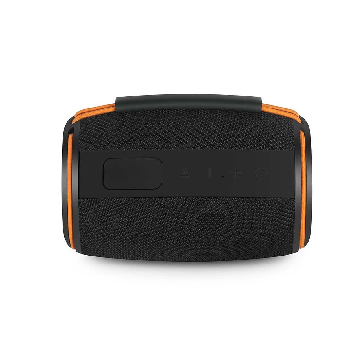 Portabel svart Nedis Bluetooth-högtalare med 40W effekt och orange detaljer
