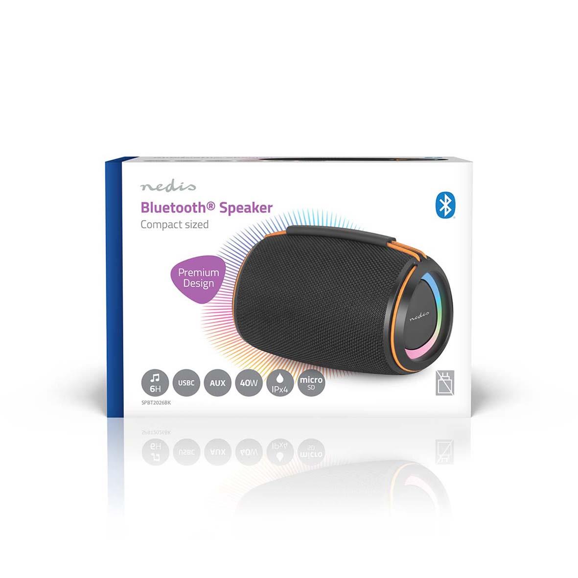 Nedis Bluetooth portabel högtalare 40W svart i förpackning