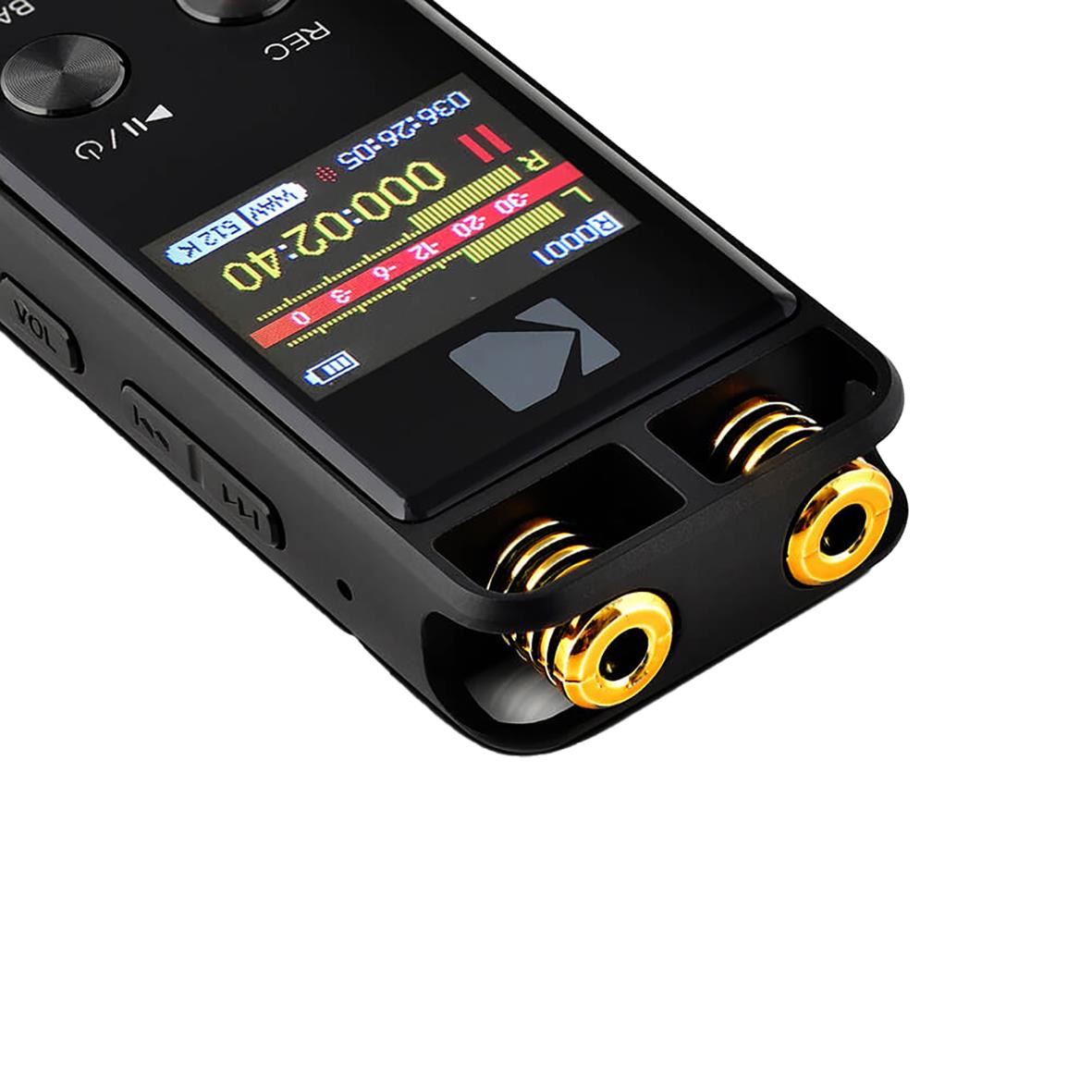 Diktafon Kodak VRC550 med svart och gult design och display som visar inspelningsstatus