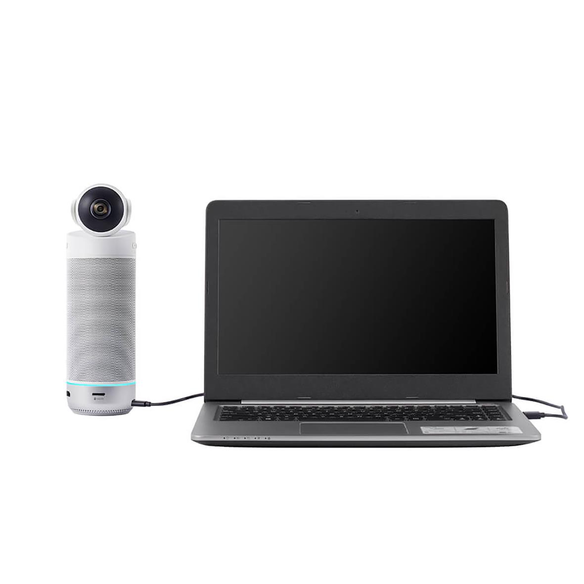 Konferenskamera Kandao Meeting S kopplad till en bärbar dator