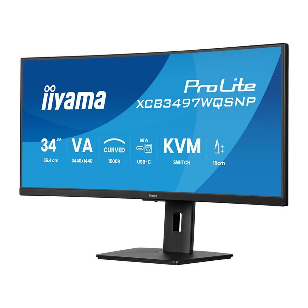 Iiyama XCB3497WQSNP-B1 LED 34-tums skärm med VA-panel, flicker free och KVM-funktion