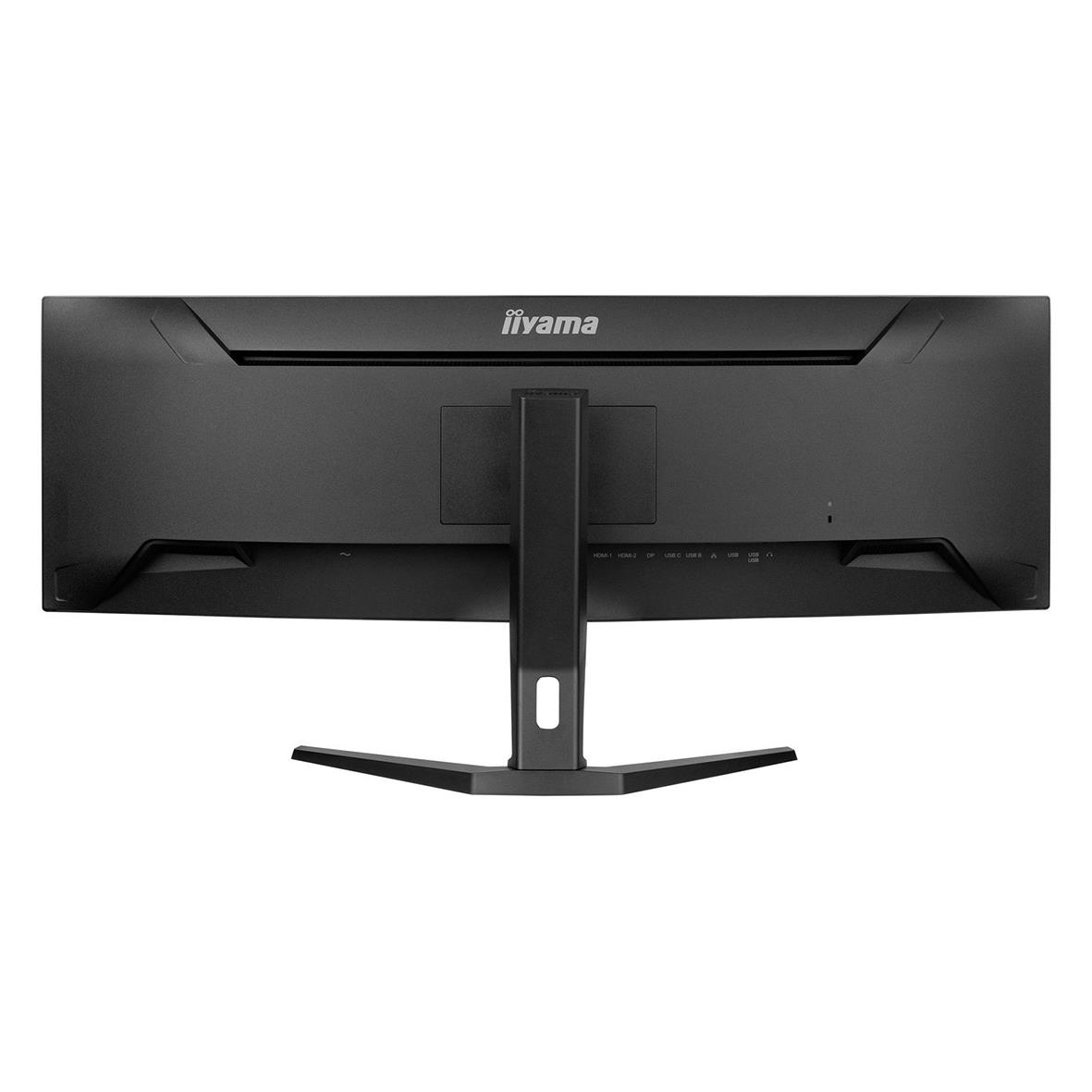 Iiyama Curved Dual QHD 45 tum skärm sett bakifrån med stativ
