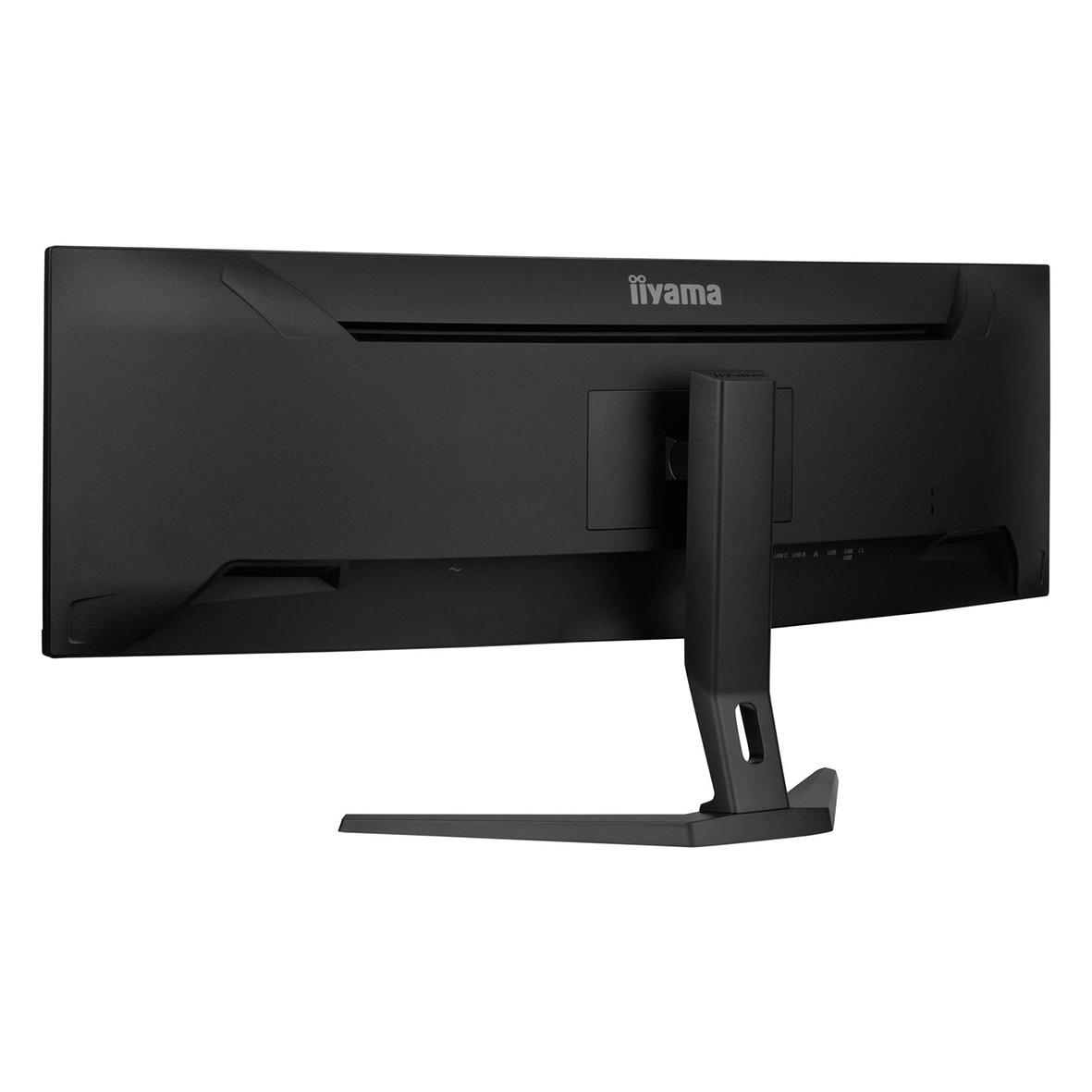 Iiyama Curved Dual QHD 45 tum skärm sett bakifrån med stativ