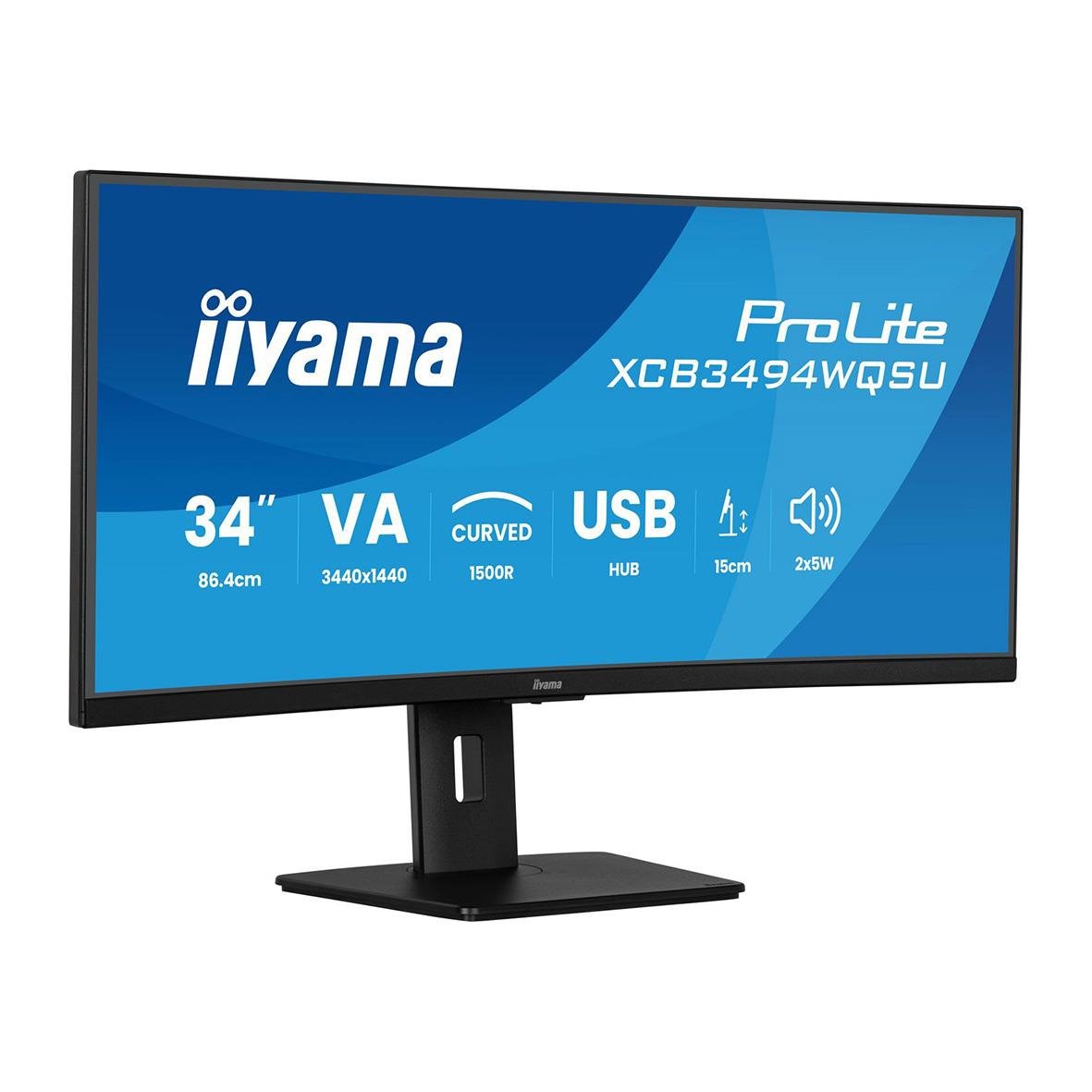 Iiyama Curved UltraWide 34-tums Quad HD skärm med USB och justerbar höjd