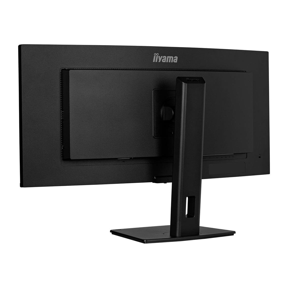 Iiyama Curved UltraWide Quad HD 34-tums skärm sett bakifrån med stativ