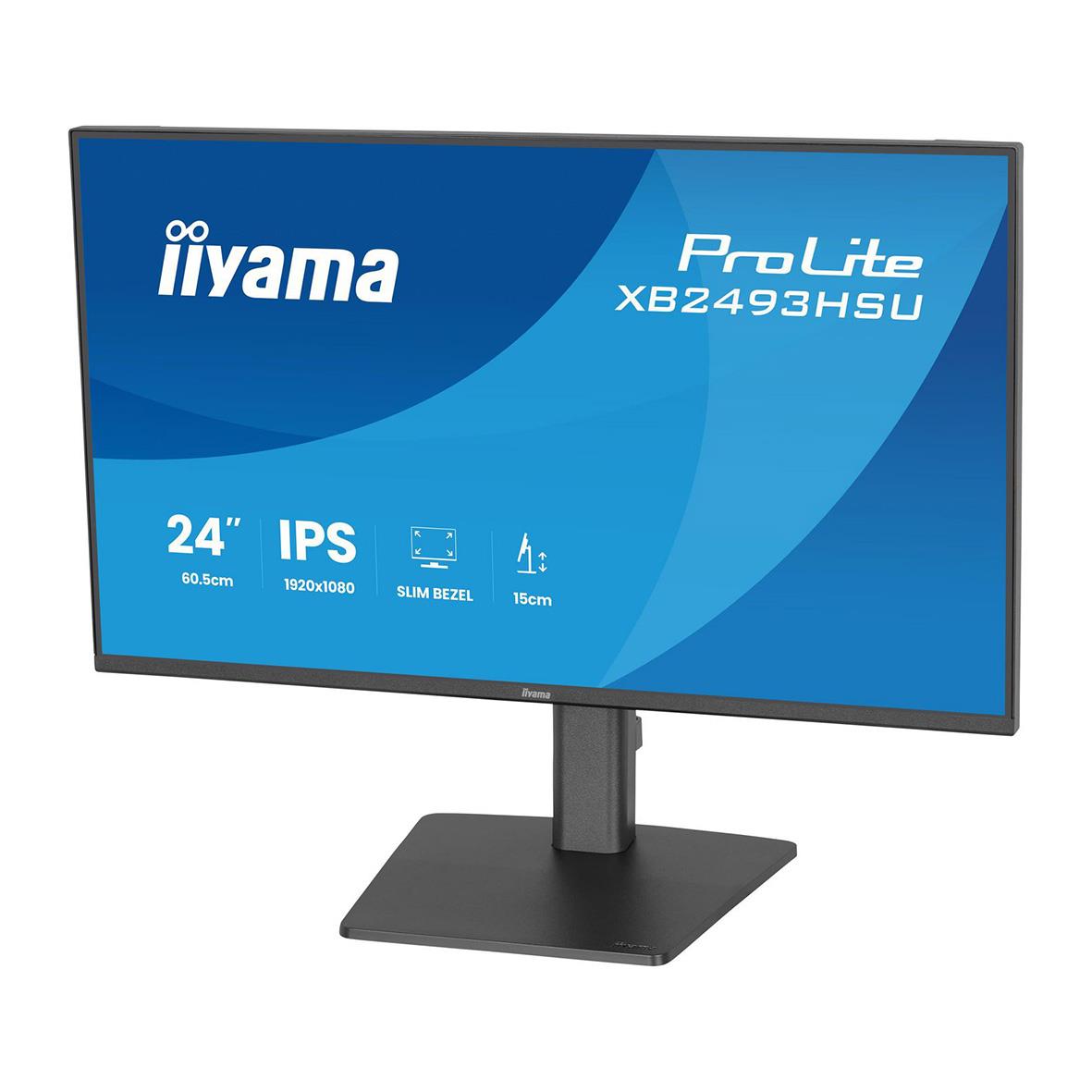 Iiyama 24-tums Full HD IPS-skärm med justerbar fot och blå bakgrund