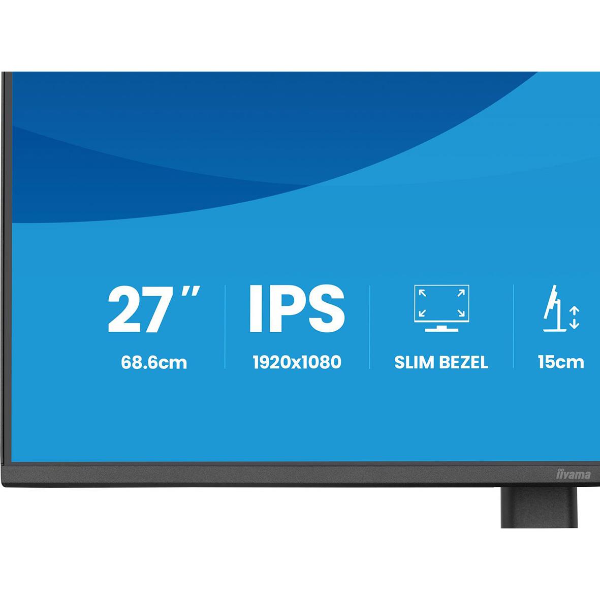 27-tums Iiyama Full HD IPS-skärm med slimmad ram och 15 cm justerbar höjd