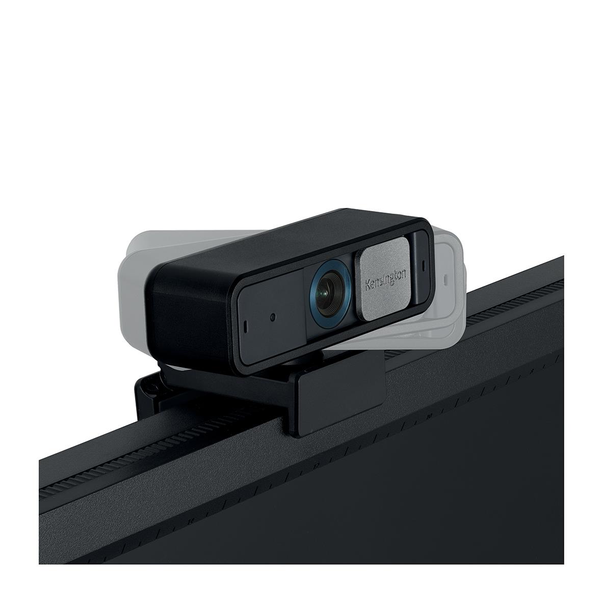Webbkamera Kensington W2050 1080P monterad på en datorskärm