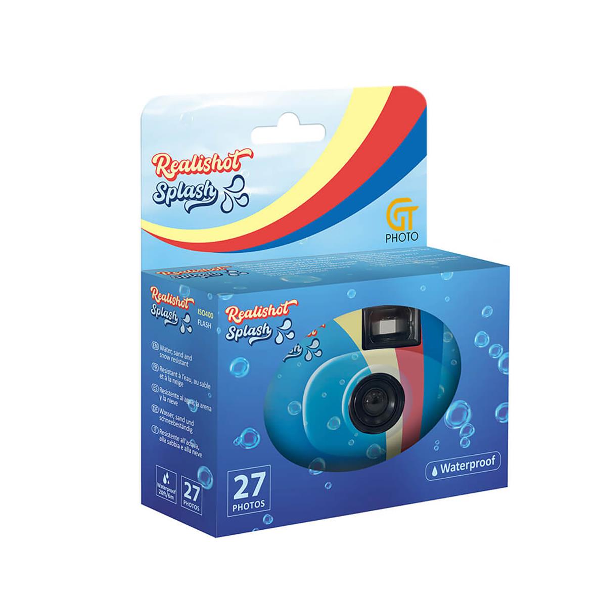 Vattentät engångskamera GT med 27 exponeringar och ISO 400 i blått och rött paket