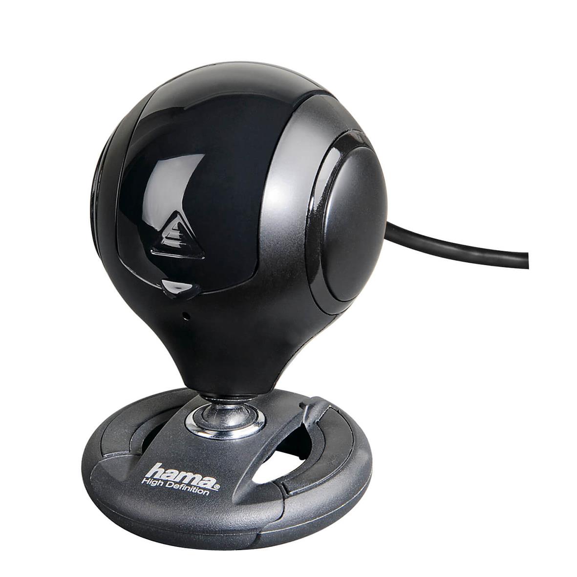 Webbkamera Hama HD Spy Protection i svart med rund design och kabel