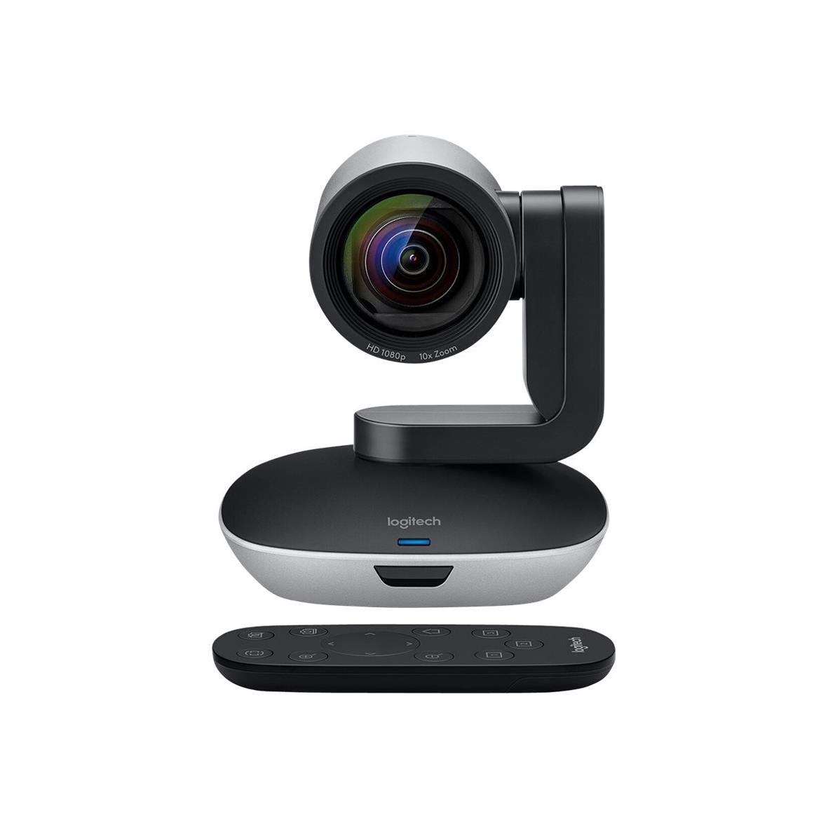Konferenskamera Logitech PTZ PRO 2 i svart och silver med fjärrkontroll