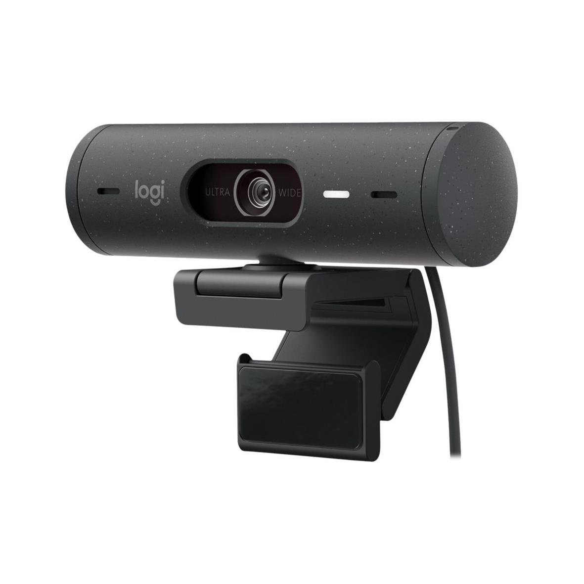 Logitech Brio 505 webbkamera i grafitfärg med justerbar clip och USB-kabel