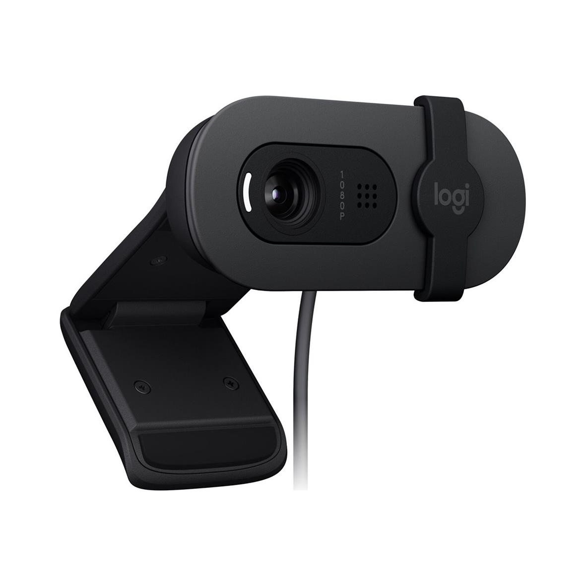 Logitech Brio 105 grafitwebbkamera med justerbar clip och USB-kabel