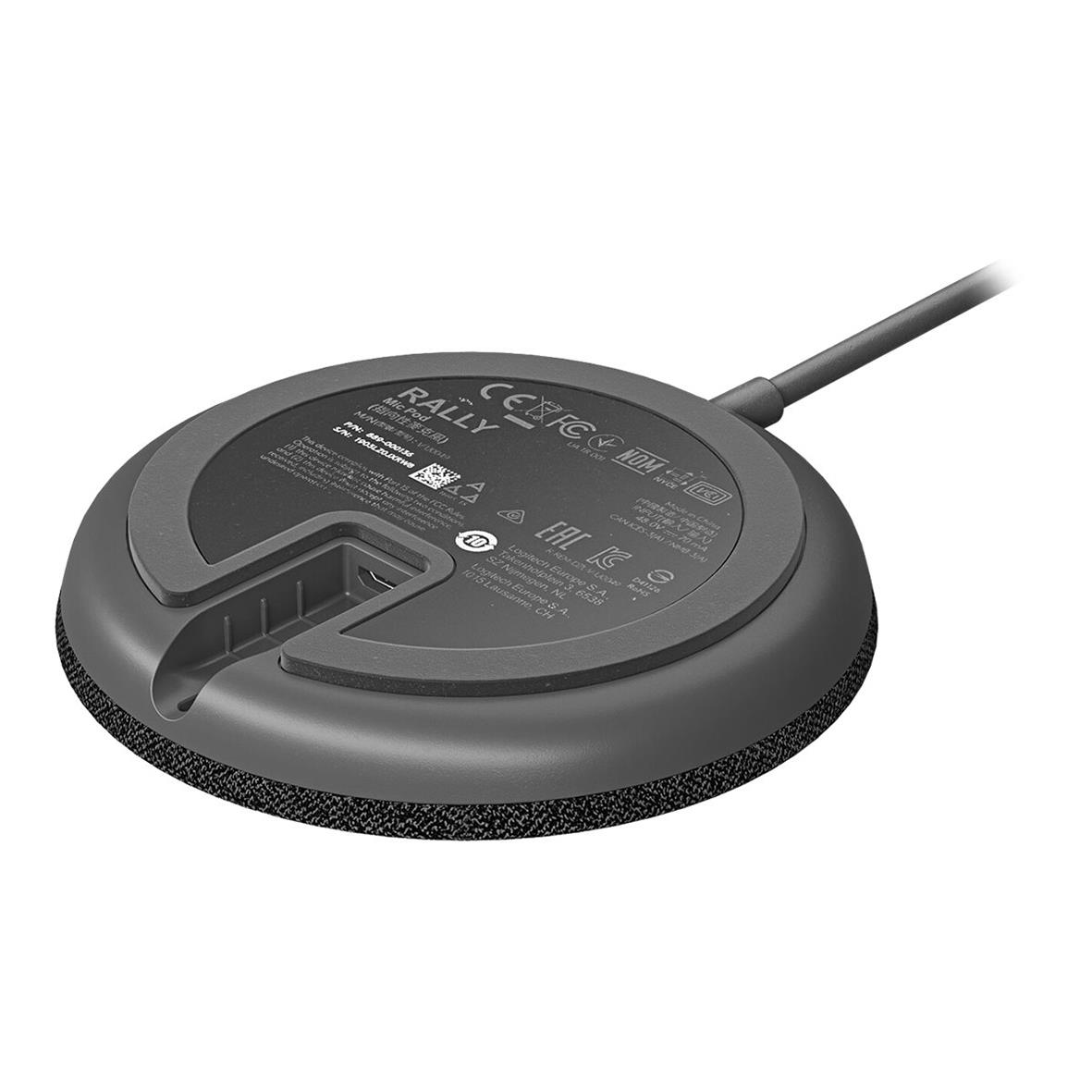 Konferensmikrofon Logitech Graphite med rund form och anslutningskabel